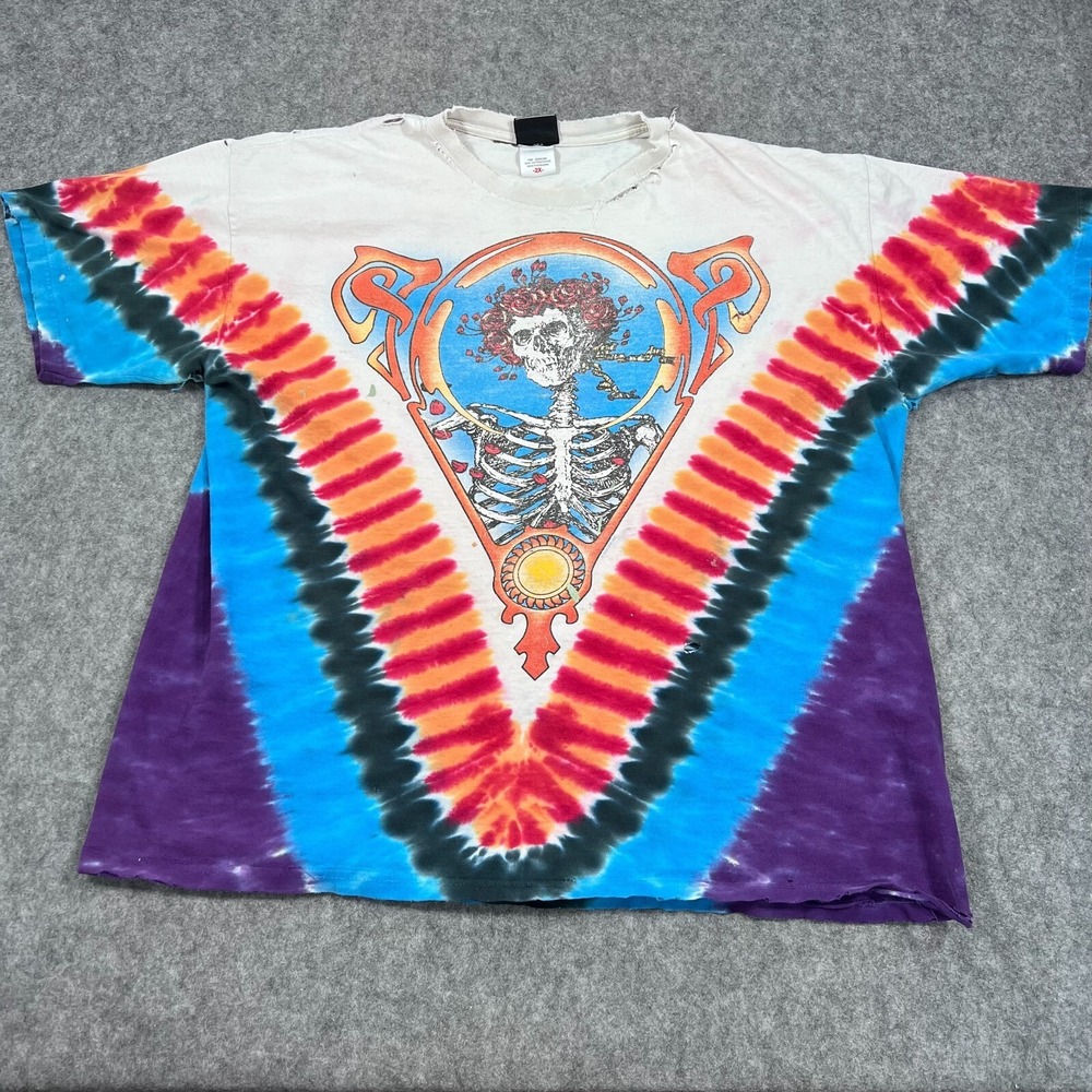 Liquid Blue Vintage Y2k 2004 Tie Dye Skull Short Sleeve T-Shirt Men's Size 2X